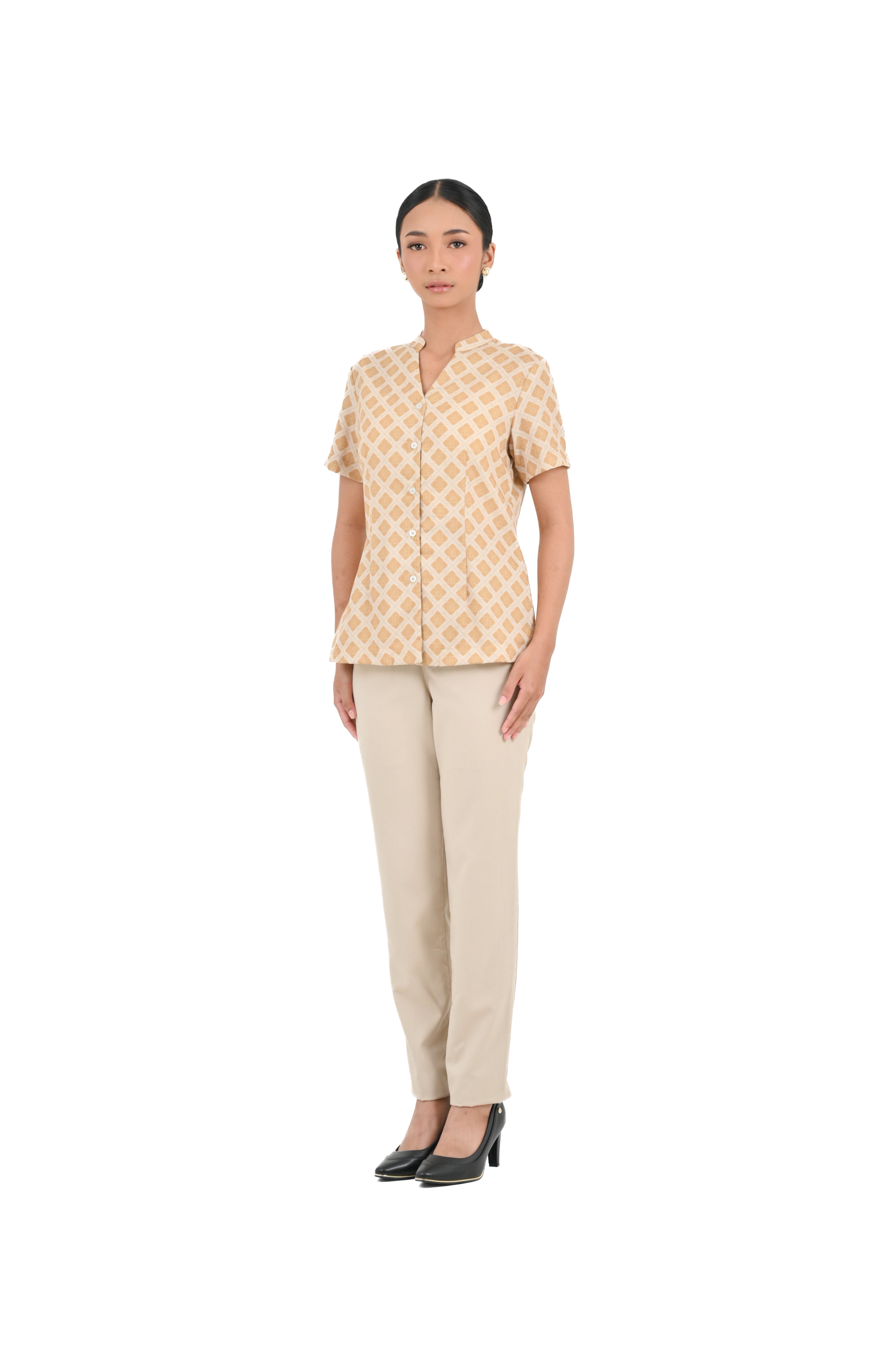 Atasan FML Mandarin V-neck Lengan Pendek 2 PR