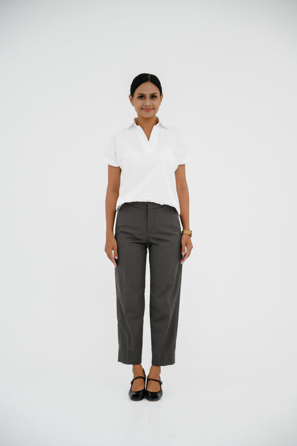 Atasan FML Mandarin V-neck Lengan Pendek 2 PR