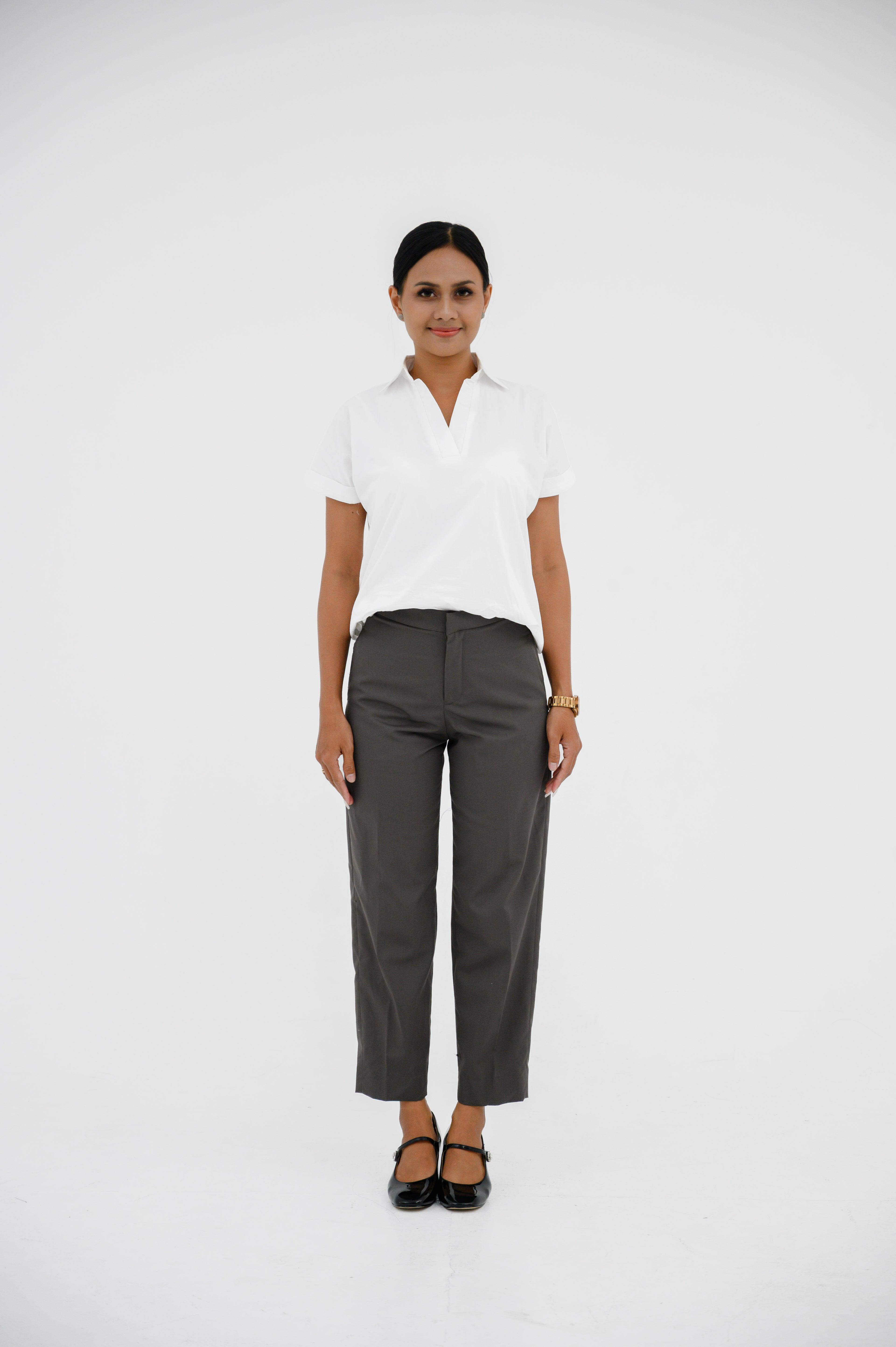 Atasan FML Mandarin V-neck Lengan Pendek 2 PR