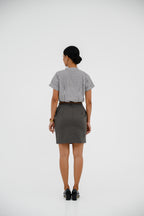 Atasan FML Mandarin V-Neck Lengan Pendek 2 PR - Bergaris