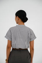 Atasan FML Mandarin V-Neck Lengan Pendek 2 PR - Bergaris