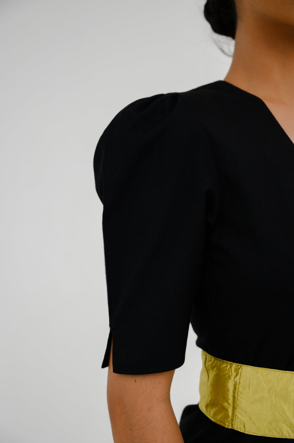 Atasan FML Kebaya Kutubaru E/S Campuran Kain 2 PR - Hitam