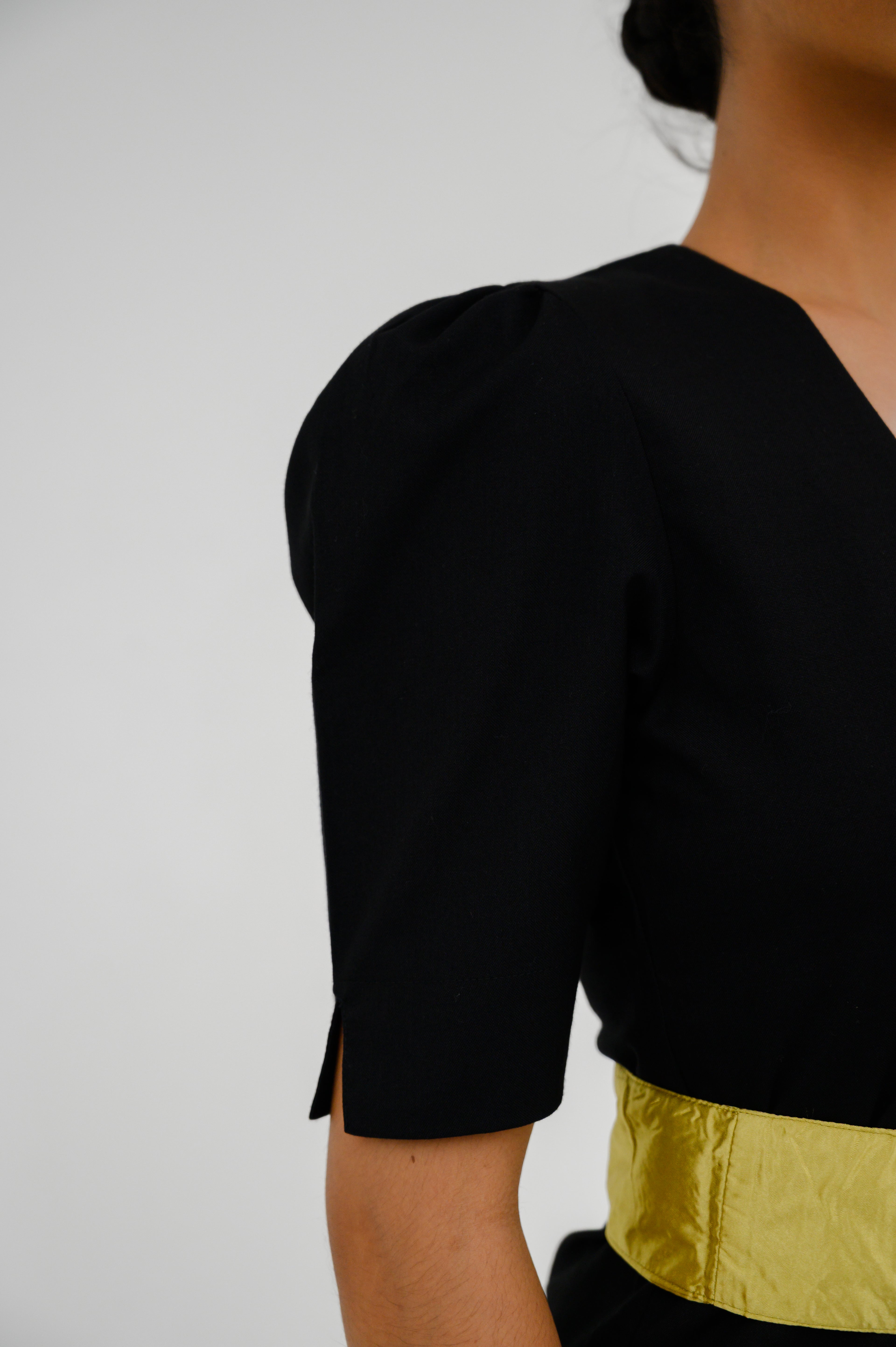 Atasan FML Kebaya Kutubaru E/S Campuran Kain 2 PR - Hitam