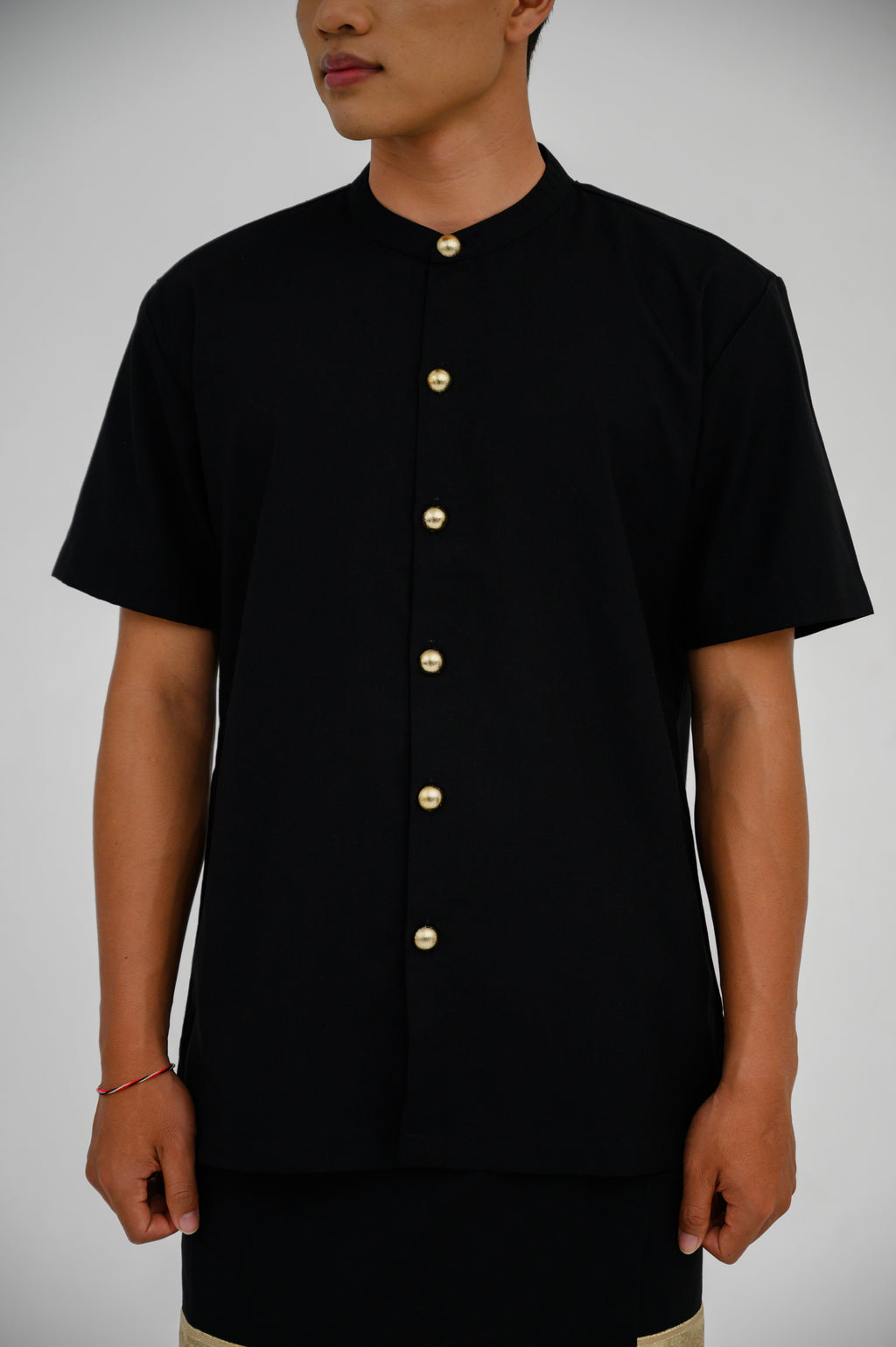 Atasan ML Mandarin Bali Lengan Pendek 2PR - Hitam