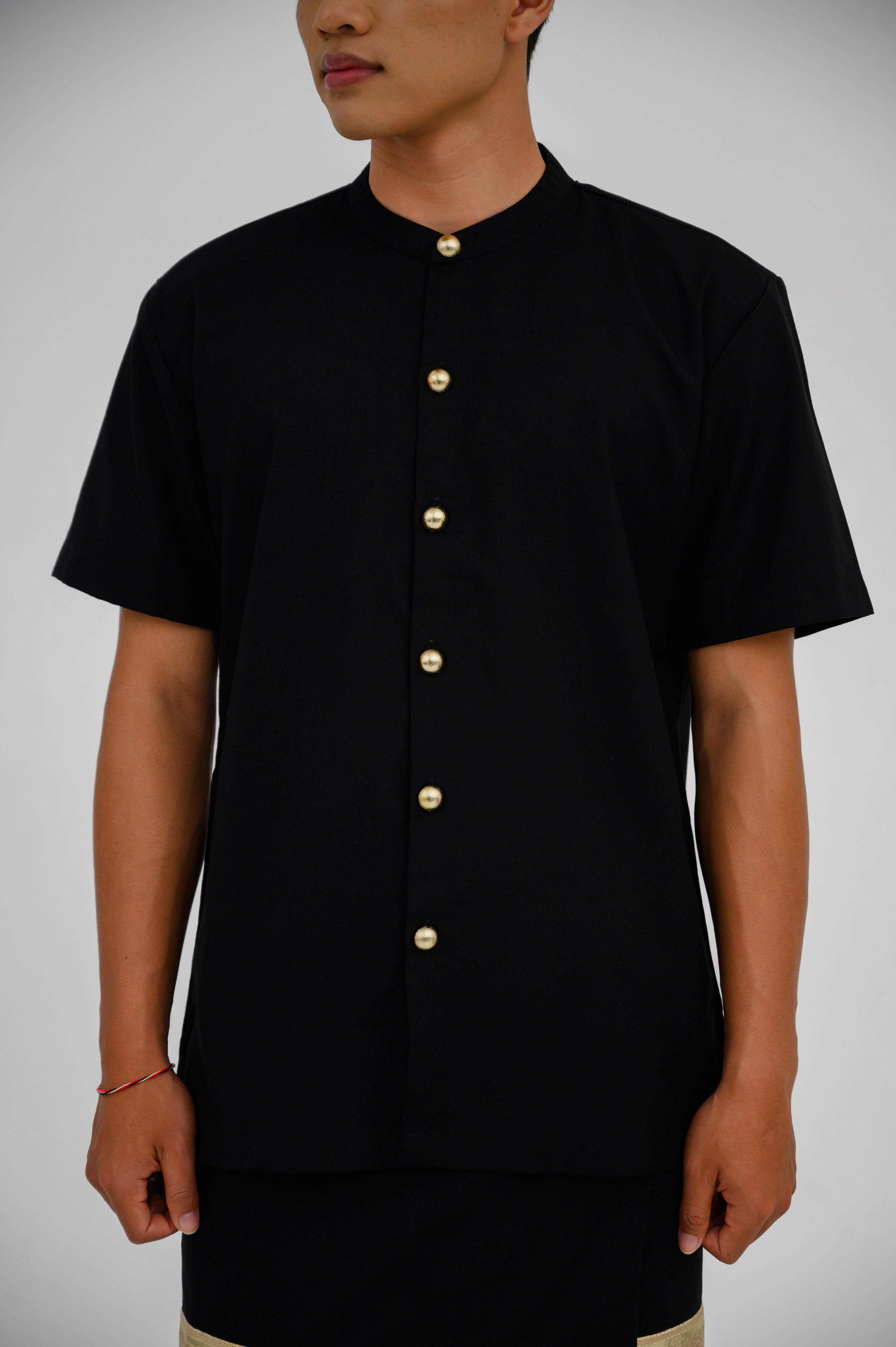 Atasan ML Mandarin Bali Lengan Pendek 2PR - Hitam