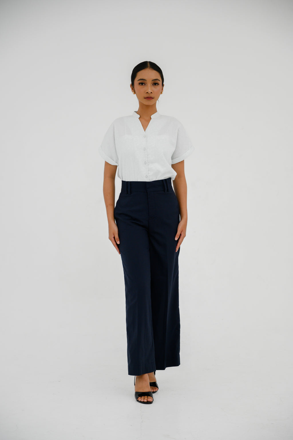 Atasan FML Mandarin V-neck Lengan Pendek 2 PR - Relaxed fit