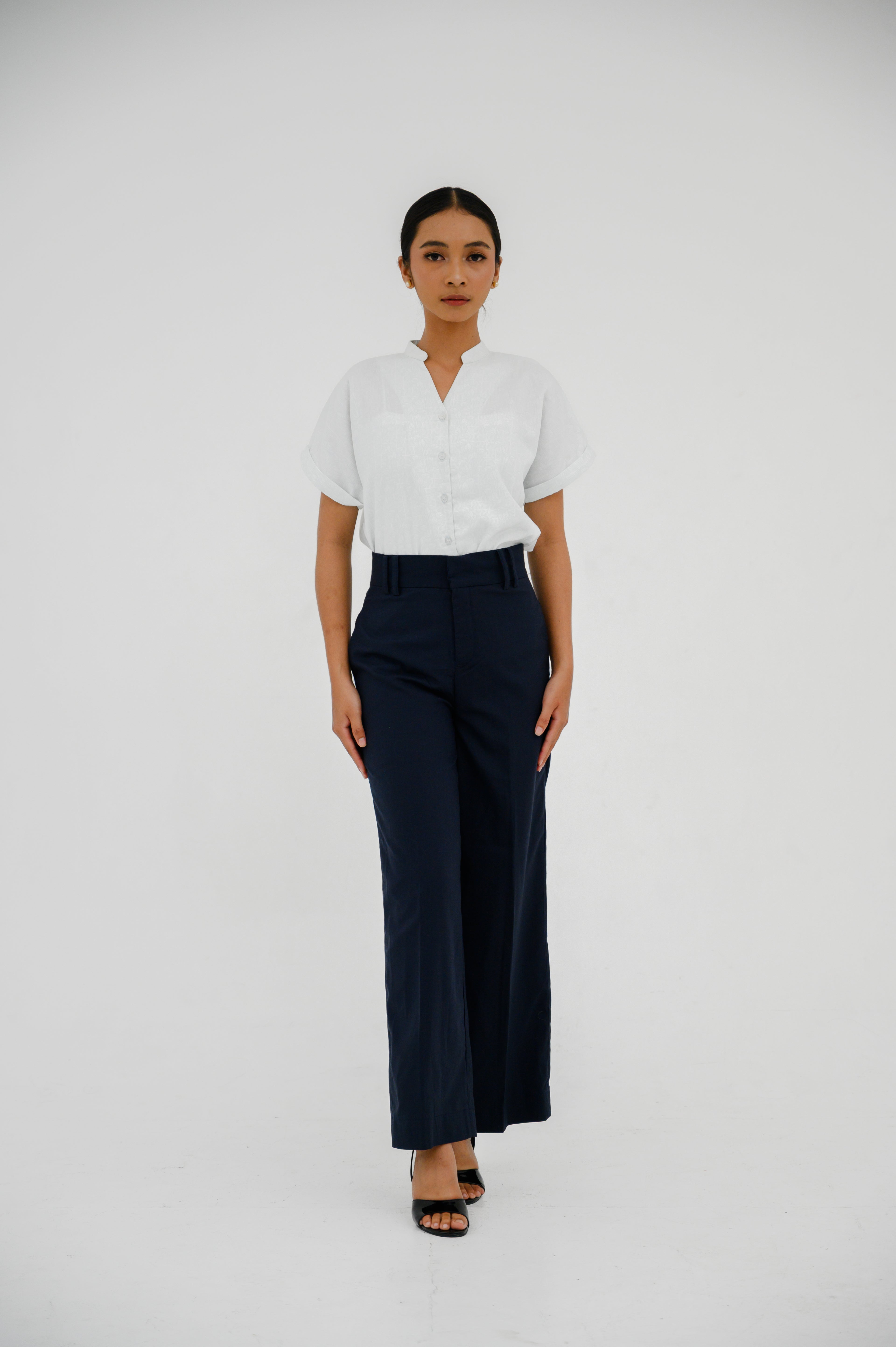 Atasan FML Mandarin V-neck Lengan Pendek 2 PR - Relaxed fit