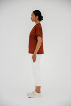Atasan FML Mandarin V-Neck Lengan Pendek Relaxed Fit - Cetak Digital
