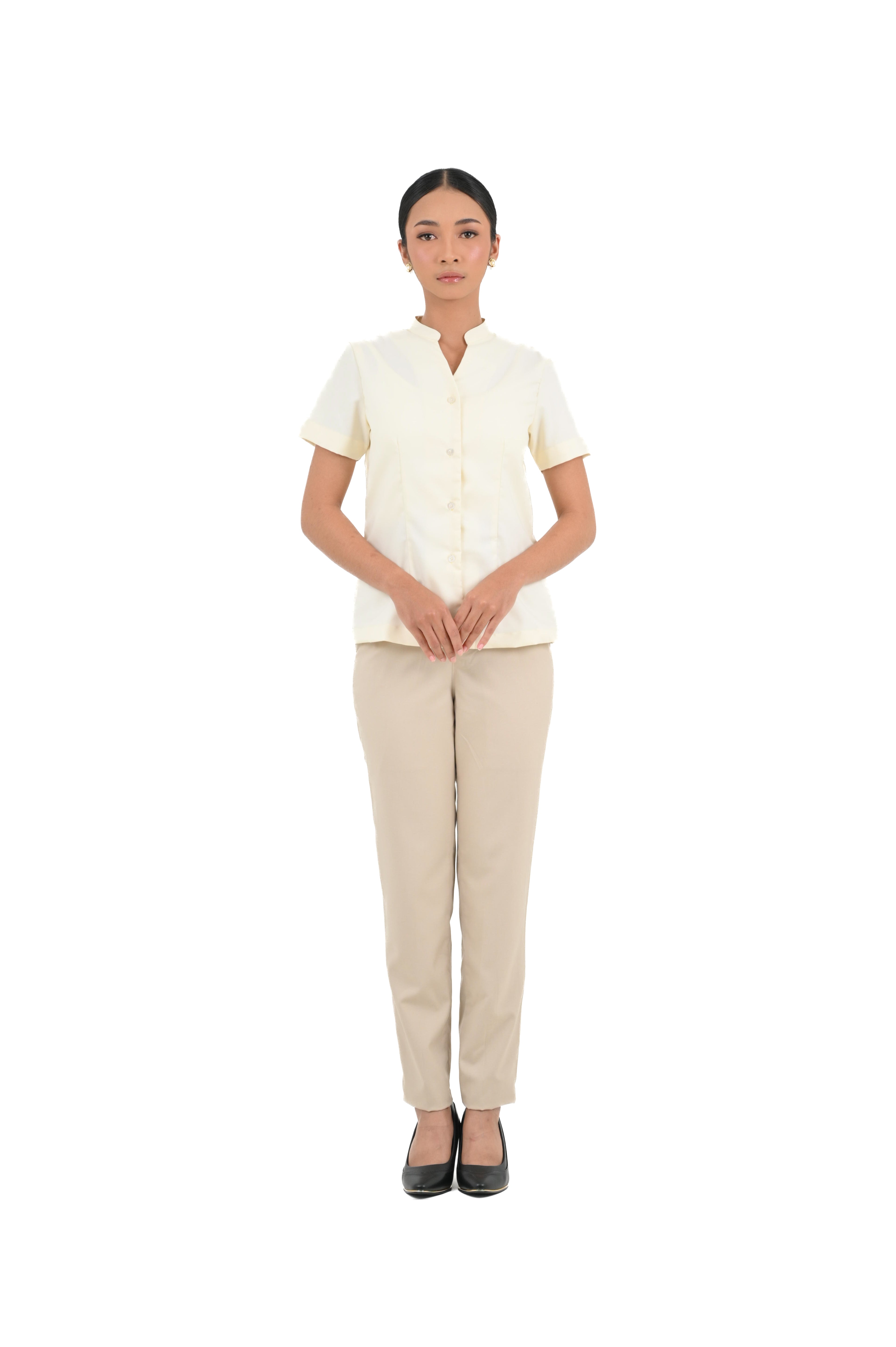 Atasan FML Mandarin V-Neck Lengan Pendek 2 PR