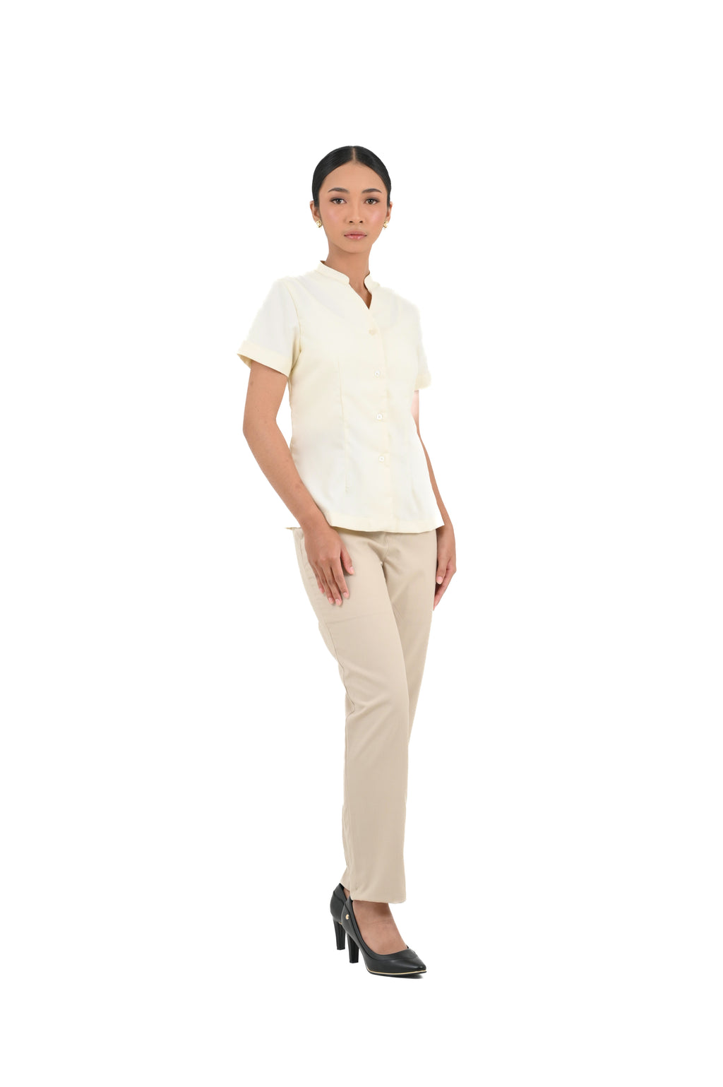 Atasan FML Mandarin V-Neck Lengan Pendek 2 PR