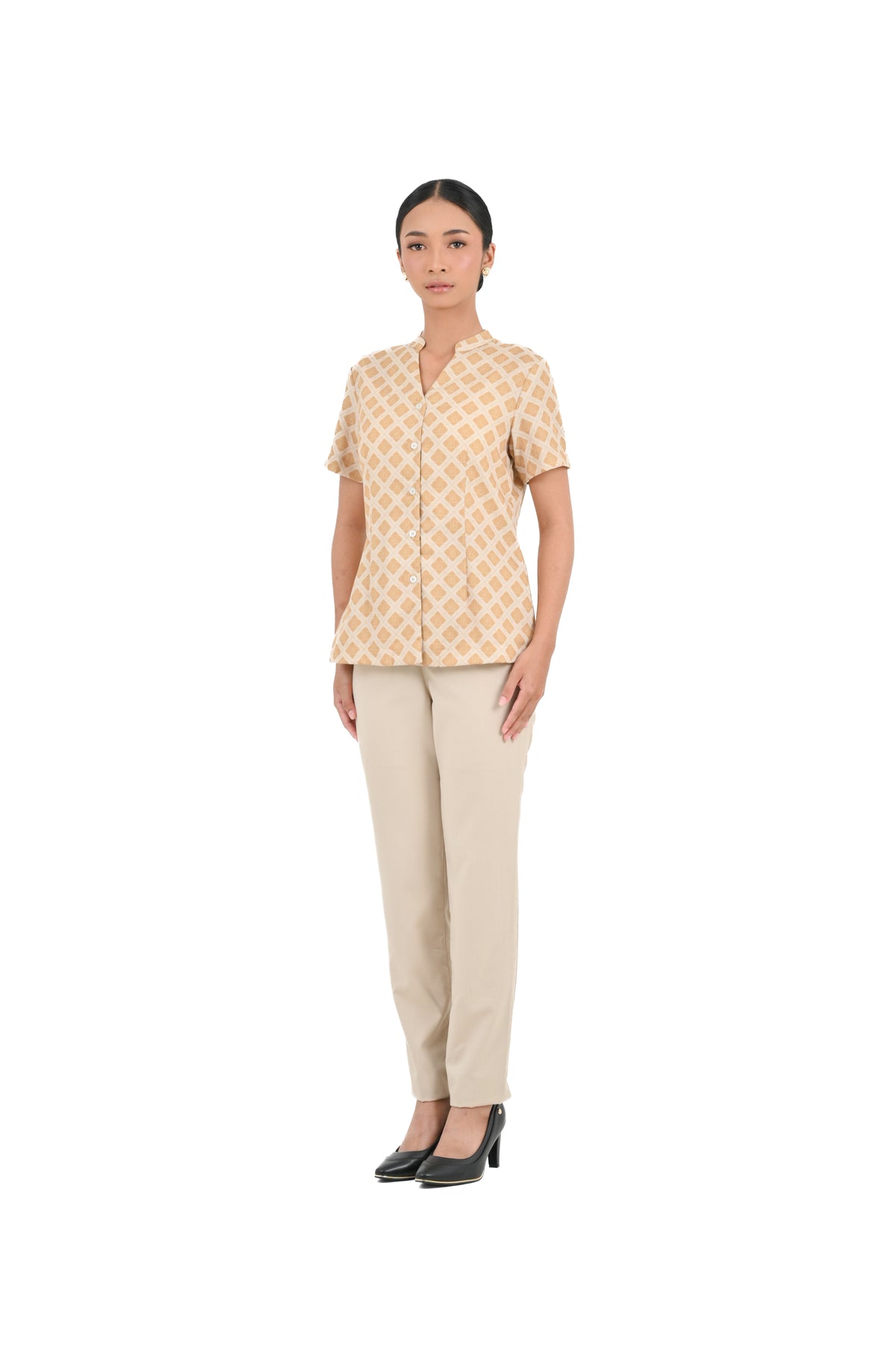 Atasan FML Mandarin V-neck Lengan Pendek 2 PR