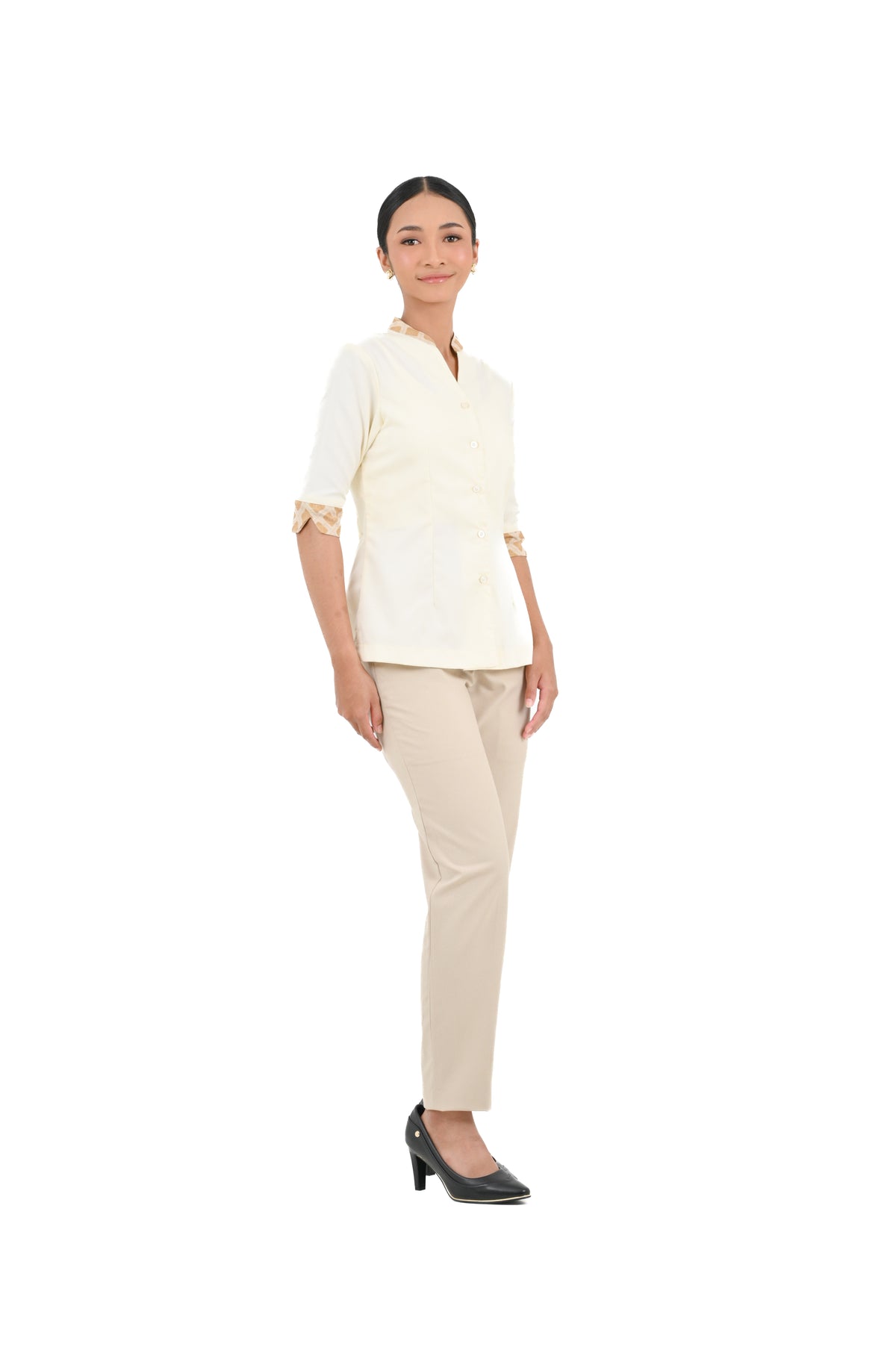 Atasan Lengan Siku V-Neck Mandarin FML TRM 2 PR