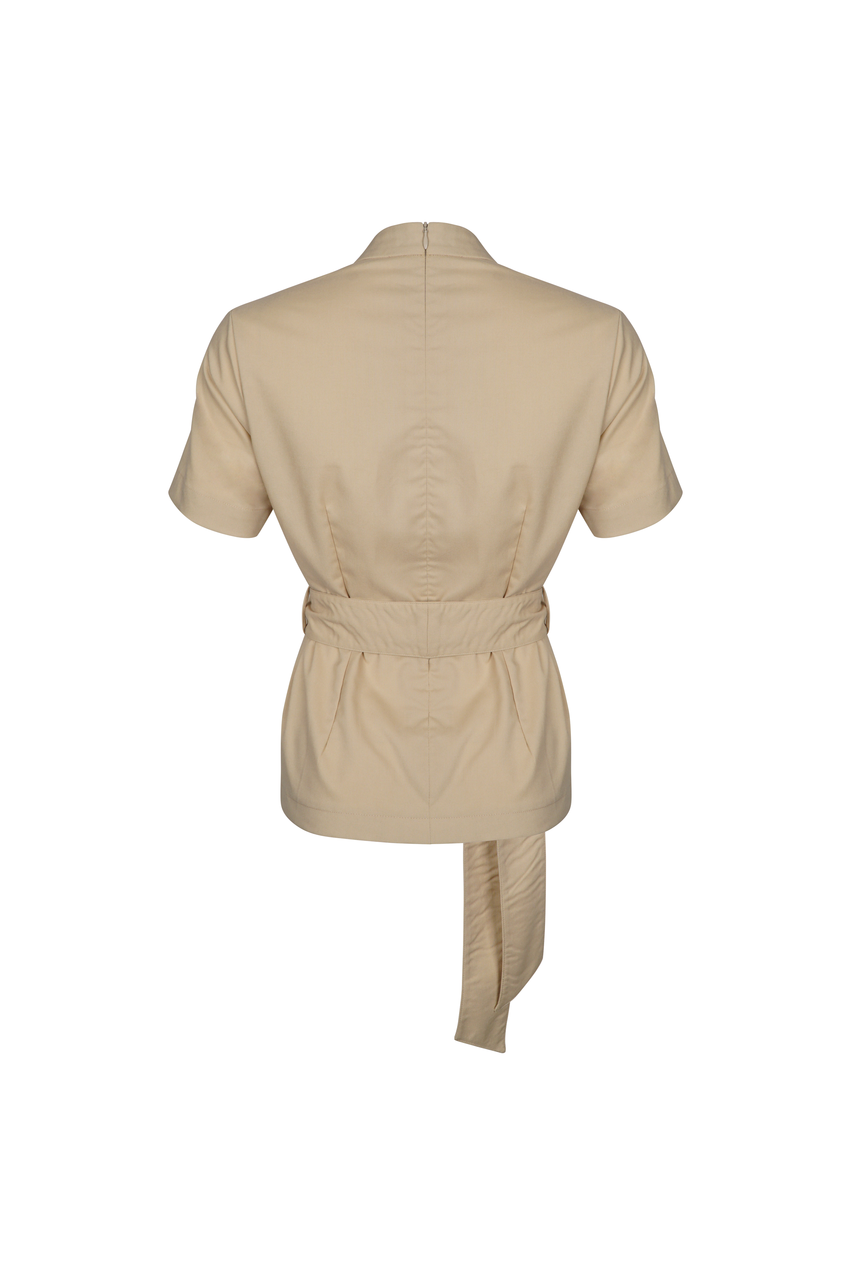 Atasan FML Mandarin V-neck S/S 2 PR Ritsleting Belakang