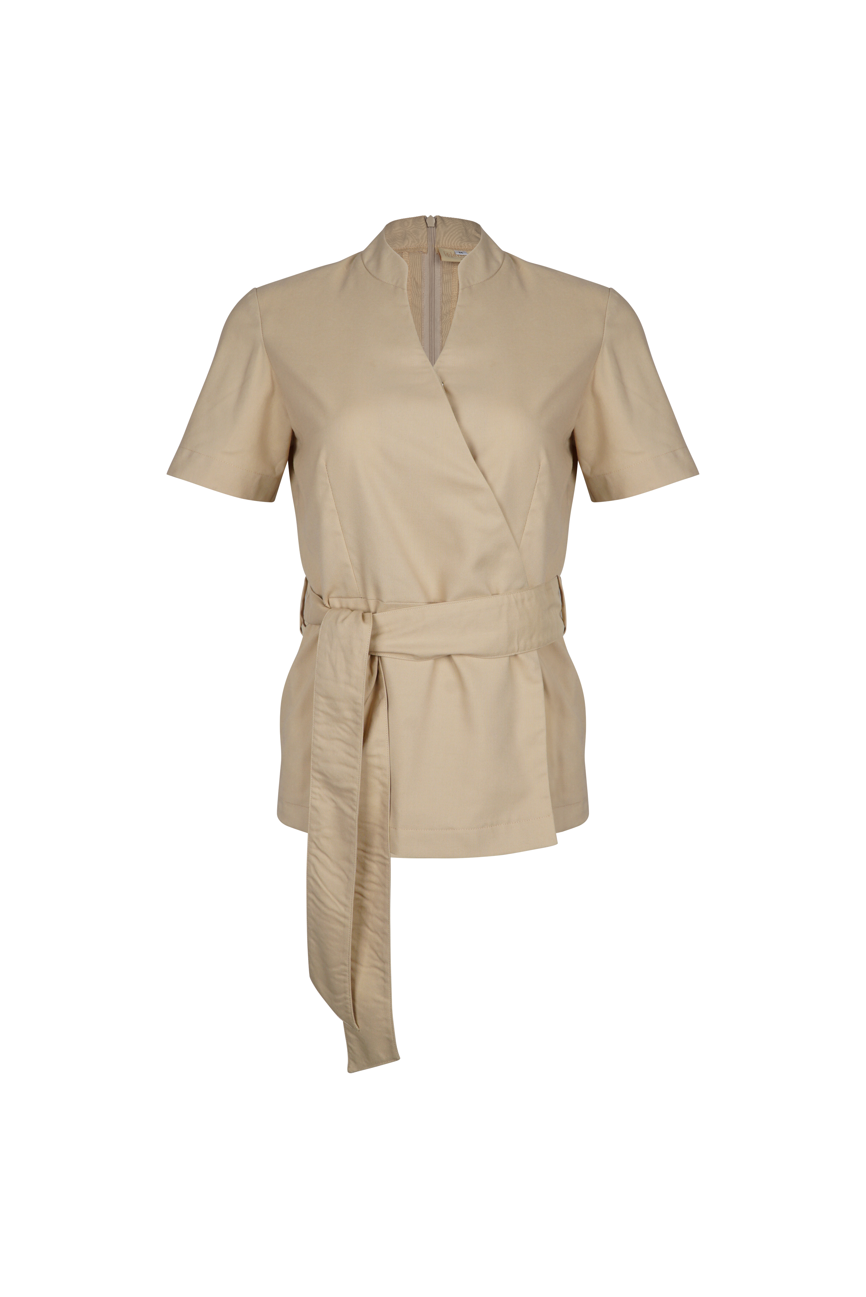 Atasan FML Mandarin V-neck S/S 2 PR Ritsleting Belakang