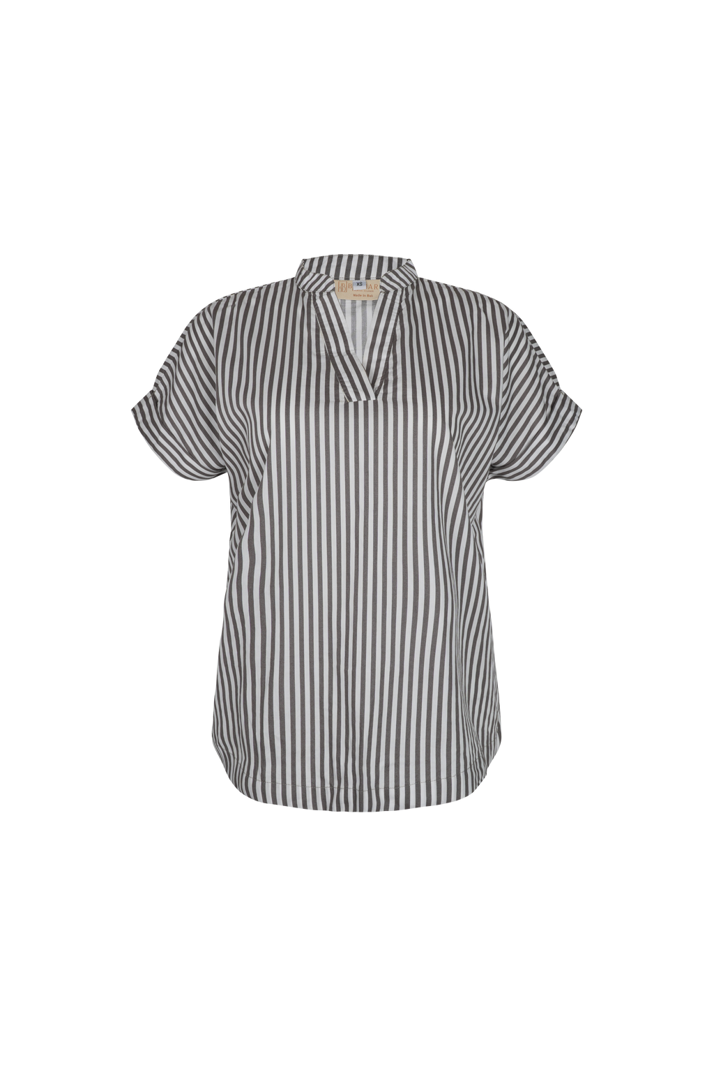 Atasan FML Mandarin V-Neck Lengan Pendek 2 PR - Bergaris