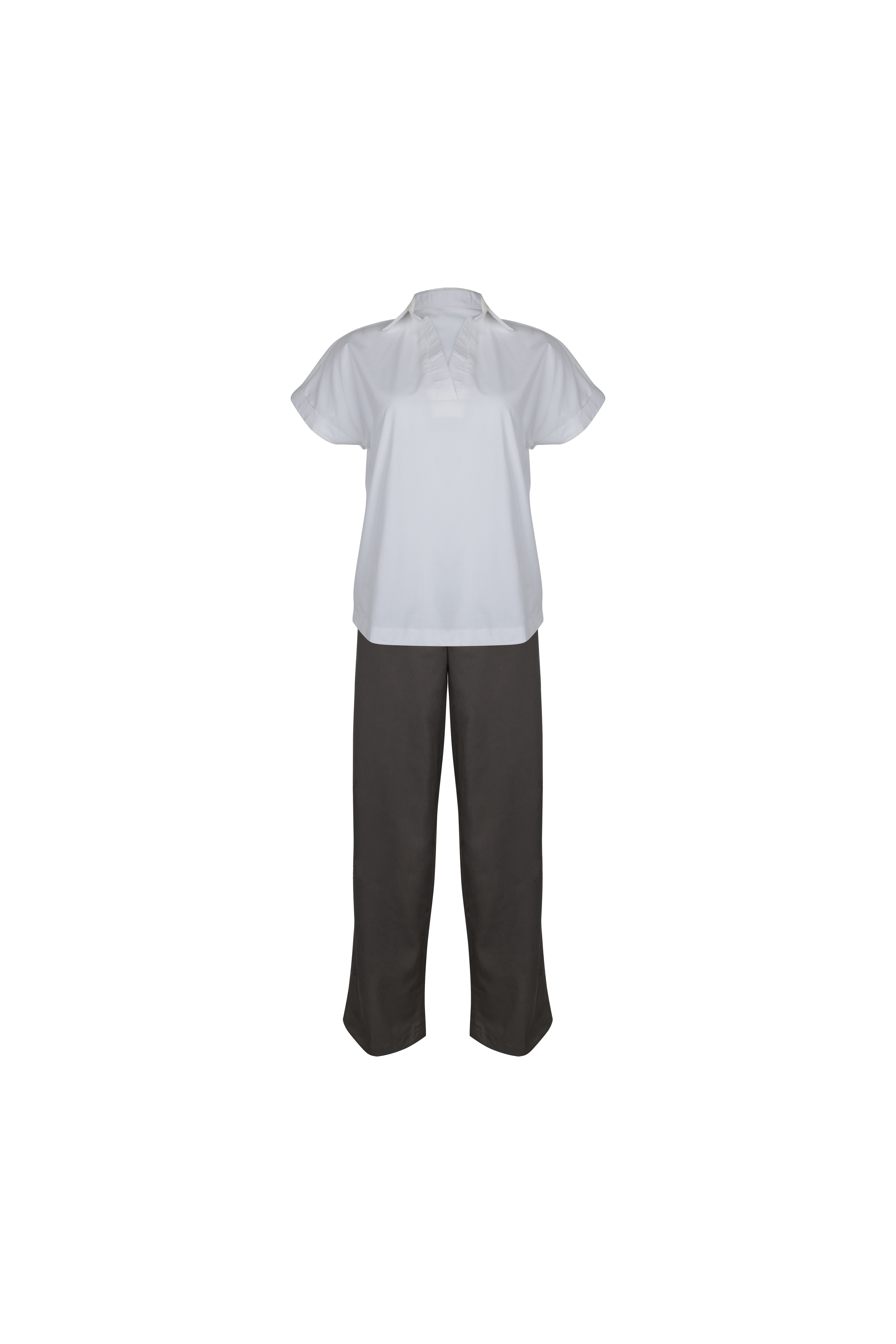 Atasan FML Mandarin V-neck Lengan Pendek 2 PR